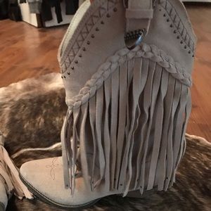 Taupe Fringe Boots